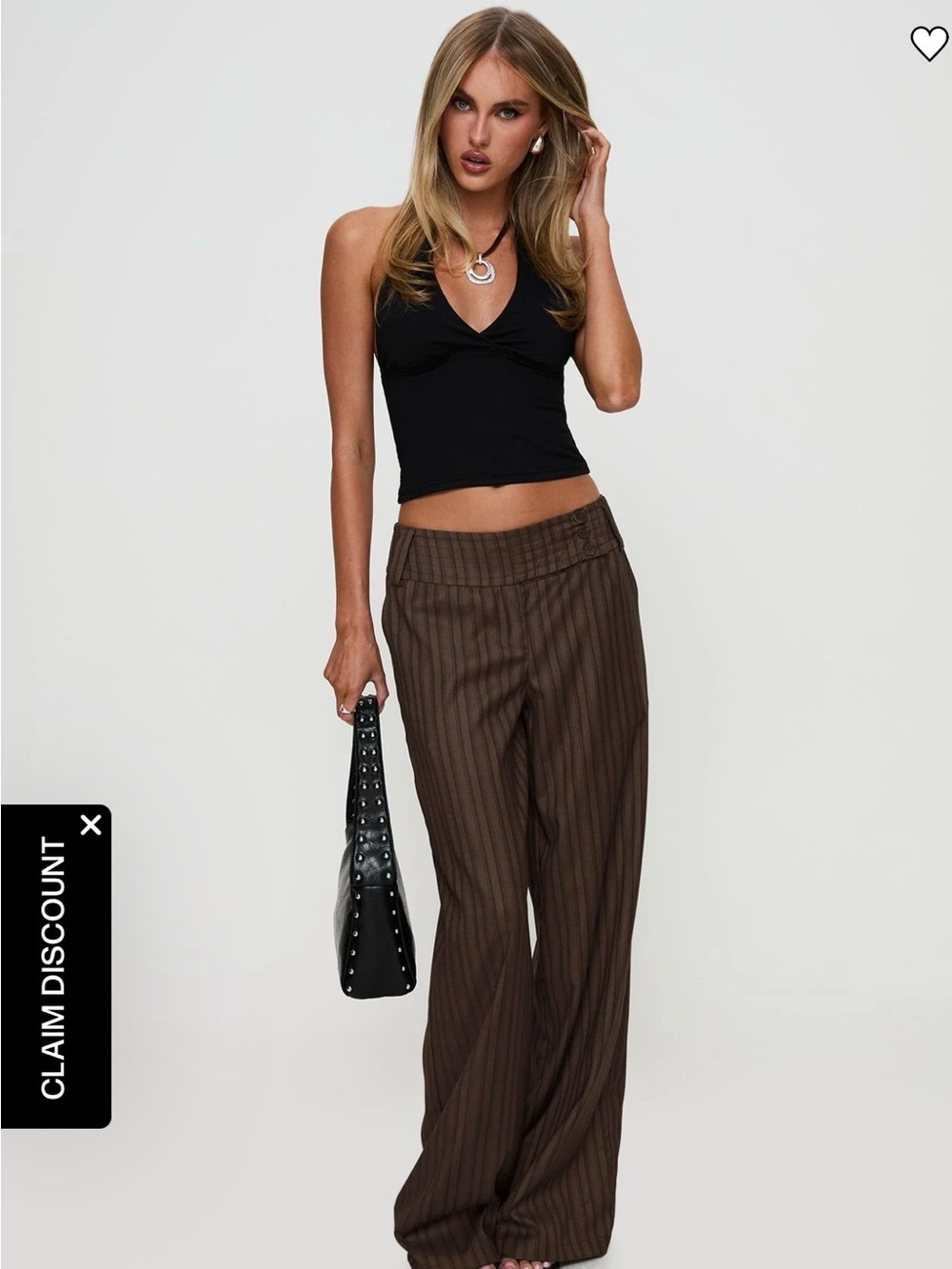 Princess Polly Brown Pinstripe Wide-Leg Pants